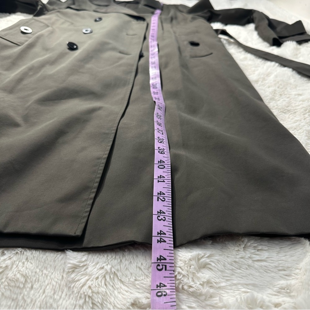 JENNI KAYNE Dark Loden Green Trench Coat XL Double Breasted Classic Fall capsule - Picture 11 of 12